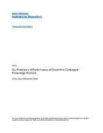 Six predictors of performance of direct-hire contingent knowledge workers